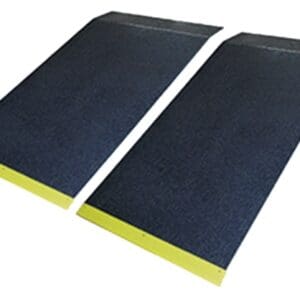 Pair of black non-slip ramps with yellow edges