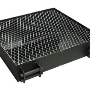 Rectangular metal grill charcoal tray with handles