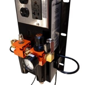 Wall-mounted air regulator with dual electrical outlets