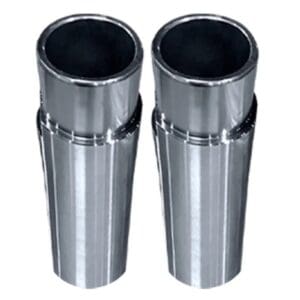 Pair of chrome metal cylindrical sleeves