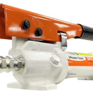 Manual grease pump with orange lever handle