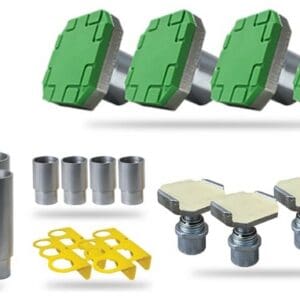 Assorted green-topped vibration isolation mounts