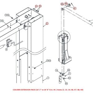 Exploded assembly diagram of column extension