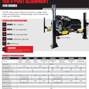 Challenger 15K 4-post alignment lift with car