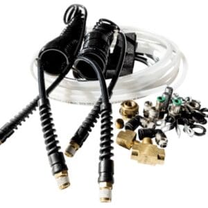 Coiled hoses with assorted brass and metal fittings