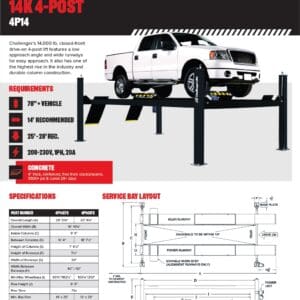 White pickup truck on 14K 4-post lift