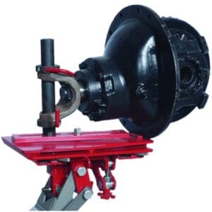 Rear differential mounted on red service jack