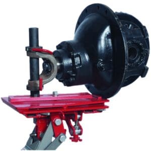 Black rear axle differential on red jack