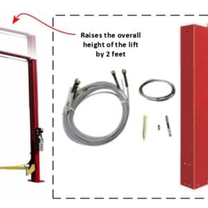 Two-post car lift height extension kit