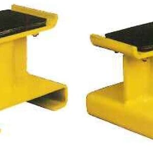 Pair of yellow industrial equipment support stands