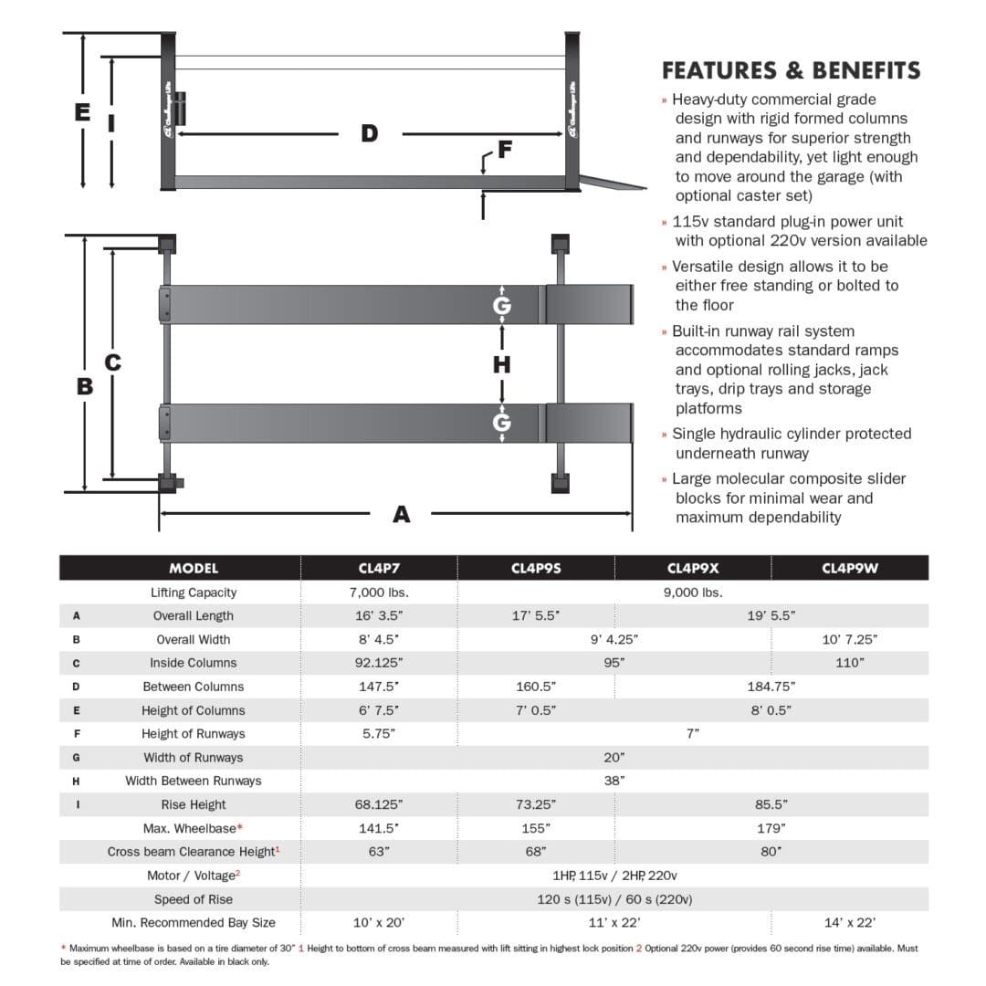 Home Storage Lift, 9,000 lb. Capacity, Extended Height (Challenger Lift: model CL4P9X-SR) - Image 3
