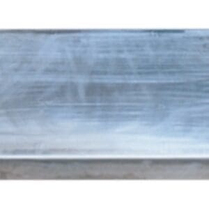 Brushed metal platform with four corner slots