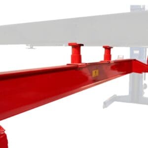 Red steel industrial beam with supports
