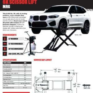 White SUV on 6K scissor lift