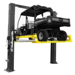 UTV raised on two-post lift
