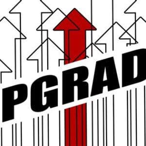 Red arrow rising through barcode beneath UPGRADE