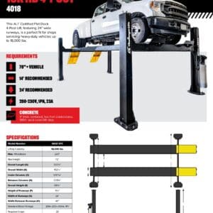 White truck on 18K HD 4-post lift