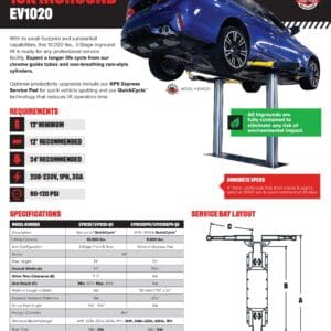 Blue car elevated on 10K inground lift