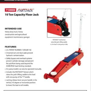 Red Norco 10-ton floor jack with handle