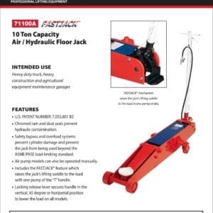 Red Norco 10-ton hydraulic floor jack