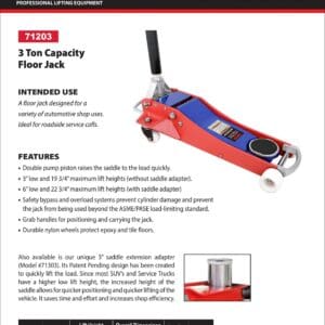 Norco 3-ton red hydraulic floor jack