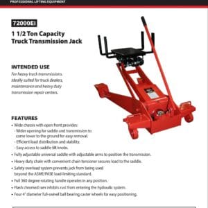 Red Norco 1.5-ton truck transmission jack