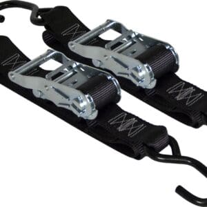 Pair of black ratchet tie-down straps