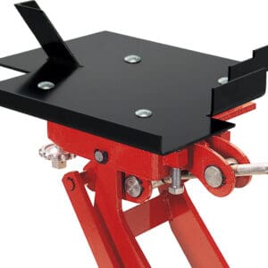Red scissor motorcycle lift jack platform