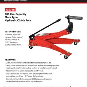 Norco red 300 lb hydraulic clutch jack