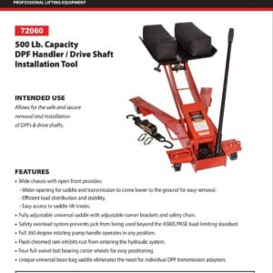 Red hydraulic DPF handler and drive-shaft tool