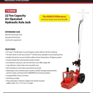 Red Norco 22-ton air hydraulic axle jack