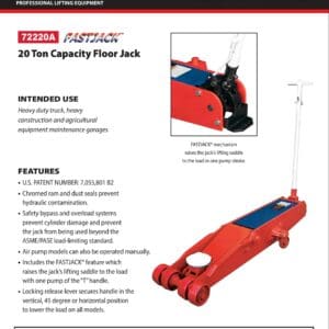 Norco 20-ton red floor jack