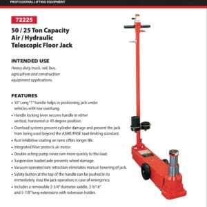 Red Norco telescopic air-hydraulic floor jack