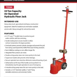 Norco 44-ton air-operated hydraulic floor jack