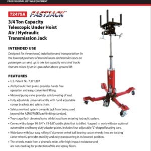 Norco FastJack 3/4‑ton telescopic transmission jack