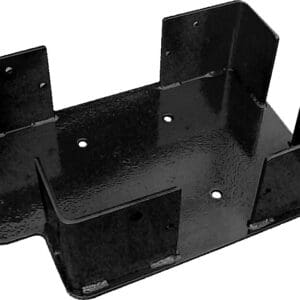 black metal mounting bracket with corner flanges