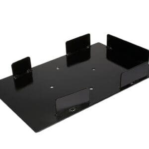 Black rectangular metal mounting bracket with tabs