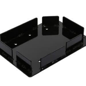 black metal rectangular mounting bracket with tabs