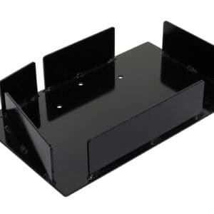 Black steel mounting bracket with vertical flanges