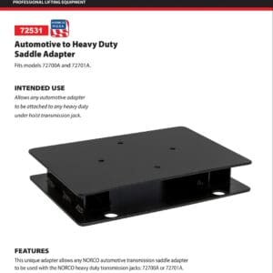 Black automotive to heavy duty saddle adapter plate