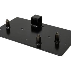 Black metal mounting plate with welded bracket