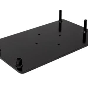 Black metal mounting plate with four posts