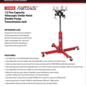 Norco red telescopic under-hoist transmission jack