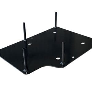 Black metal mounting plate with vertical studs
