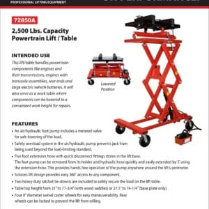 Norco 72850A 2,500 lb scissor lift