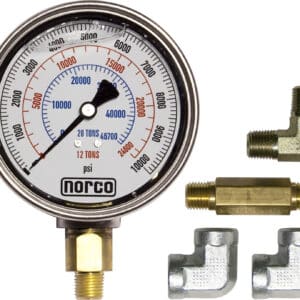 Pressure gauge with assorted metal fittings