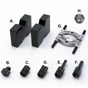 Bearing puller kit with metal adapters