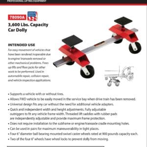 Capacity Car Dolly (Norco: model 78090A)