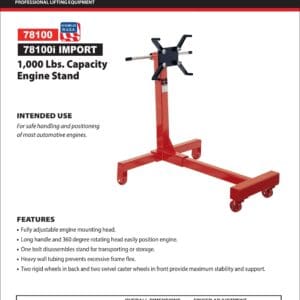 Engine Stand, 1,000 lb. Capacity, Imported (Norco: model 78100i)