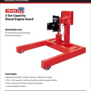 Engine Stand, 3 Ton Capacity, USA Made (Norco: model 78160)